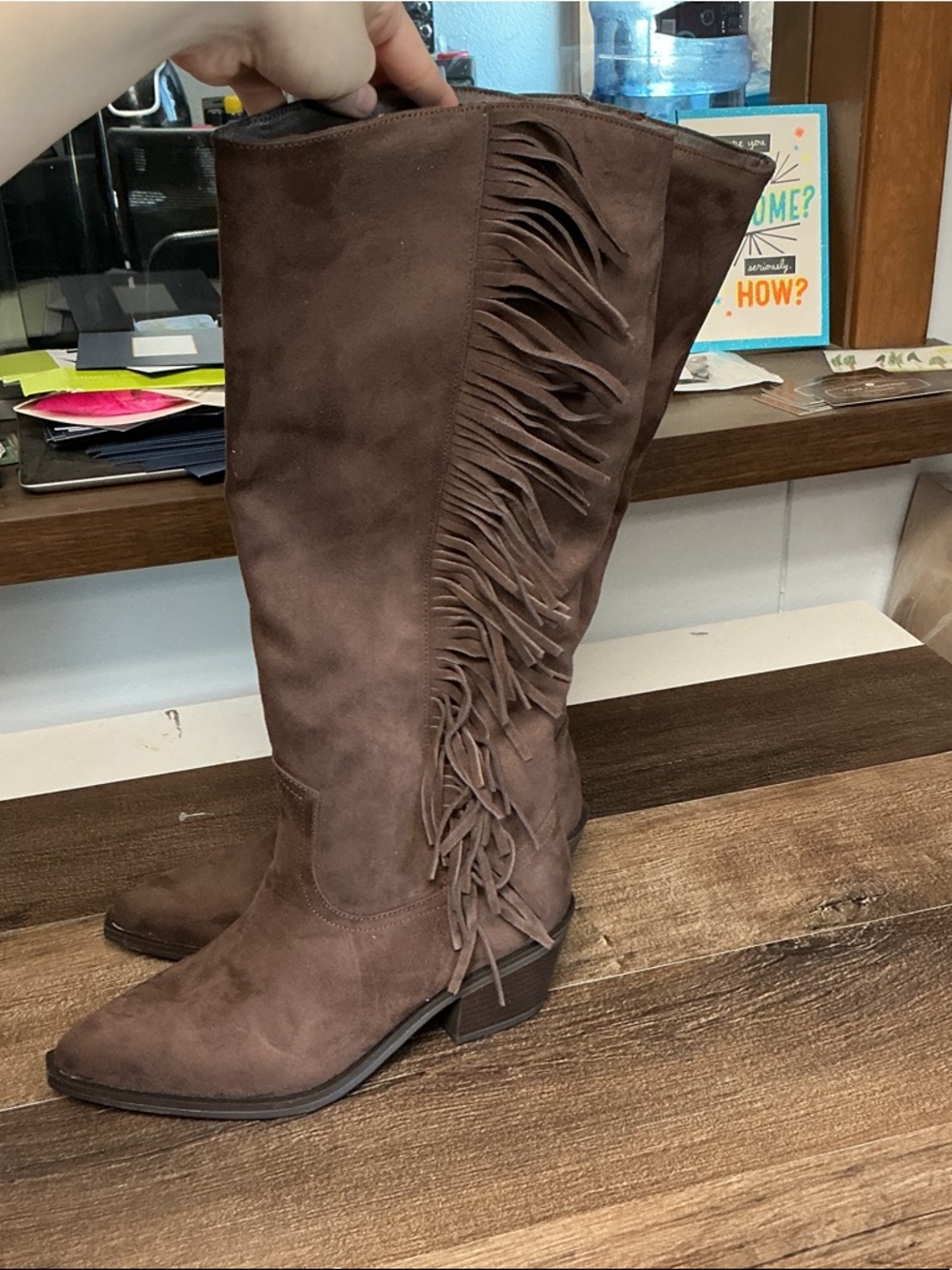 Universal Thread Chocolate Brown Patsy Fringe Boots - Picture 2 of 2